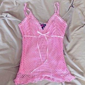 Sexy pink crocheted tank cami, NWOT